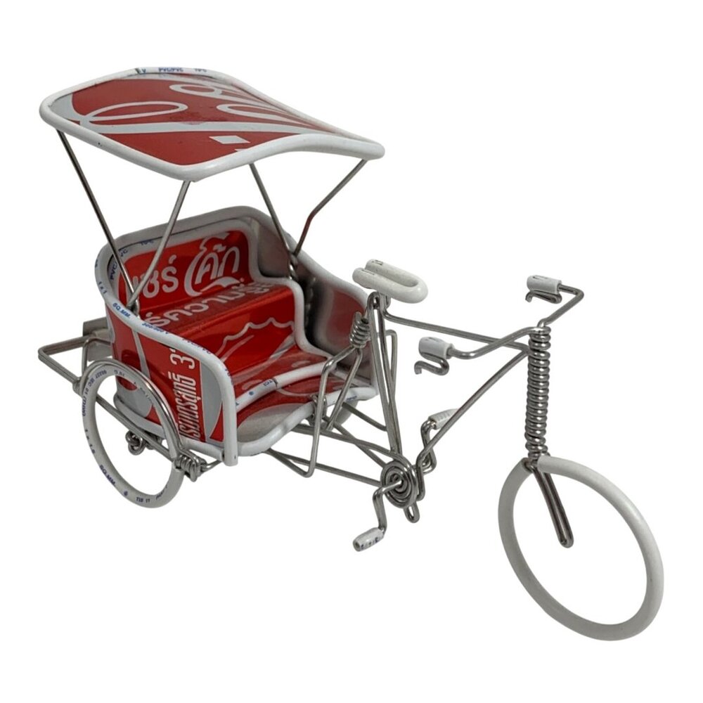 Handmade Mini Tricycle Taxi Pedal Rickshaw Bike Coke Car Model Toy Thailand